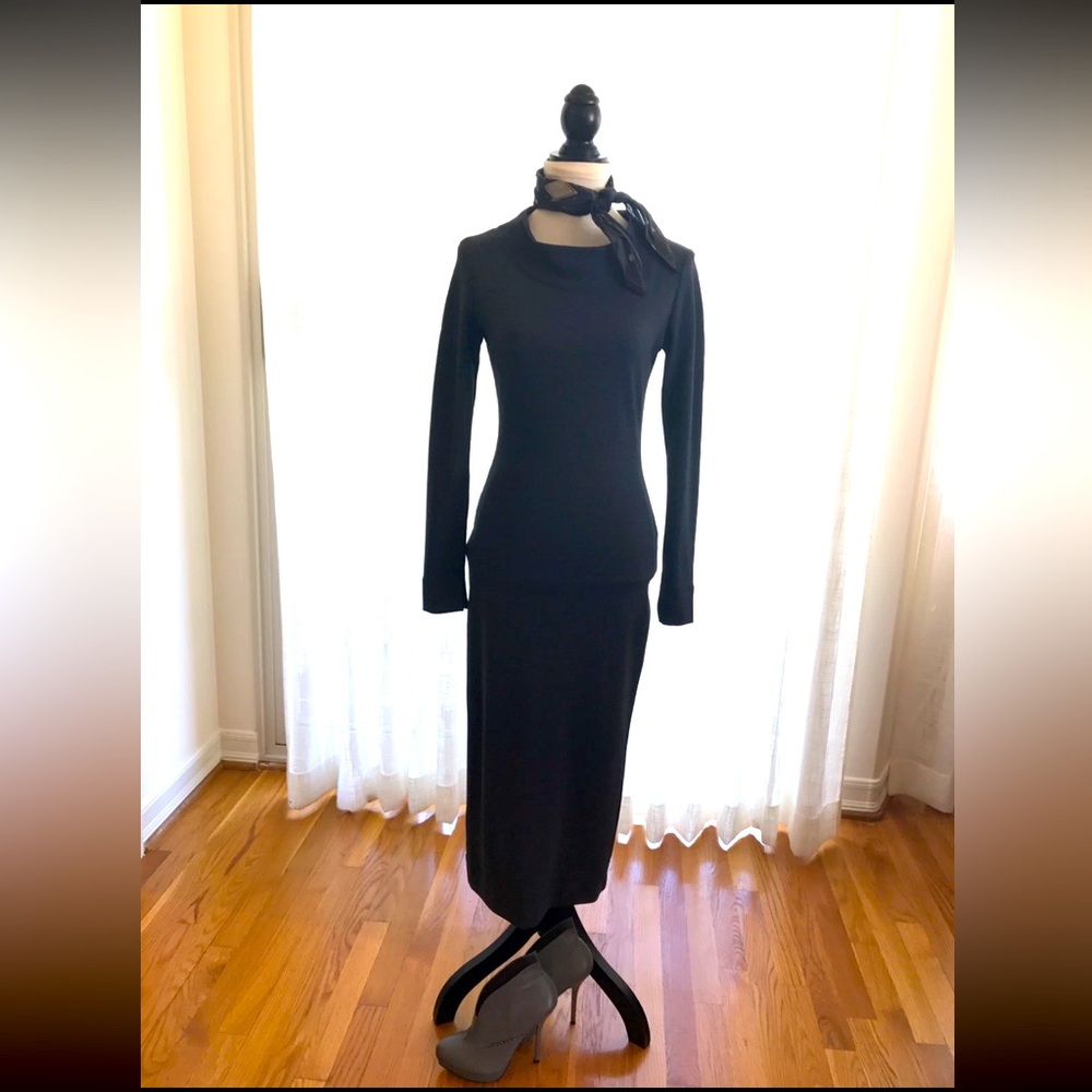 Vesper Women's Sexy Elegant Gray Long Sleeve Fitted Bodycon Pencil Dress Sz XS